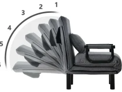 ModernLuxe Uitklapbare Fauteuil-Fauteuil Met Kussen En Verstelbare Rugleuning - Om Te Bouwen Tot Fauteuil - Linnen Stof - Grijs