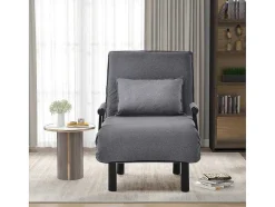 ModernLuxe Uitklapbare Fauteuil-Fauteuil Met Kussen En Verstelbare Rugleuning - Om Te Bouwen Tot Fauteuil - Linnen Stof - Grijs
