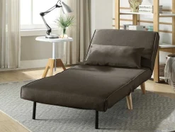 Vente-unique Uitklapbare Fauteuil-Fauteuil Posio - Bedbank Van Stof - Taupe