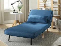 Vente-unique Uitklapbare Fauteuil-Fauteuil Posio - Bedbank Van Stof - Blauw