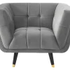 Vente-unique Fauteuil Stof-Fauteuil Samantha Ii Van Fluweel - Grijs