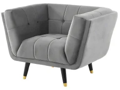 Vente-unique Fauteuil Stof-Fauteuil Samantha Ii Van Fluweel - Grijs