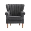 Vente-unique Fauteuil Stof-Fauteuil Van Antracietkleurige Stof Met Klinknagels Batoumi