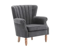 Vente-unique Fauteuil Stof-Fauteuil Van Antracietkleurige Stof Met Klinknagels Batoumi