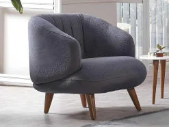 PASCAL MORABITO Fauteuil-Fauteuil Van Boucle Stof - Antraciet - Janina