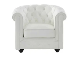 Vente-unique Fauteuil Leer-Fauteuil Van Buffelleer Chesterfield - Wit