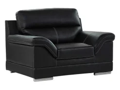 Vente-unique Fauteuil Leer-Fauteuil Van Buffelleer Monika - Zwart