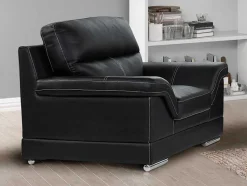 Vente-unique Fauteuil Leer-Fauteuil Van Buffelleer Monika - Zwart