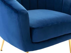 Vente-unique Fauteuil Met Holle Rugleuning-Fauteuil Van Fluweel Pablito - Nachtblauw
