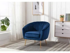Vente-unique Fauteuil Met Holle Rugleuning-Fauteuil Van Fluweel Pablito - Nachtblauw