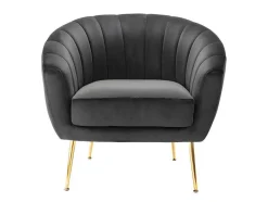 Vente-unique Fauteuil Met Holle Rugleuning-Fauteuil Van Fluweel Pablito - Antraciet