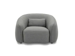 Vente-unique Fauteuil Met Holle Rugleuning-Fauteuil Van Grijze Stof Stefian