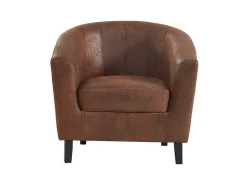 Vente-unique Fauteuil Met Holle Rugleuning-Fauteuil Van Microvezel - Oud Bruin - Cristobal Ii