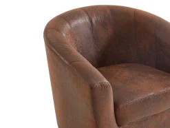 Vente-unique Fauteuil Met Holle Rugleuning-Fauteuil Van Microvezel - Oud Bruin - Cristobal Ii