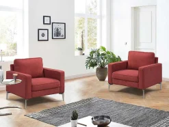 Vente-unique Fauteuil Stof-Fauteuil Van Rode Stof Tibori