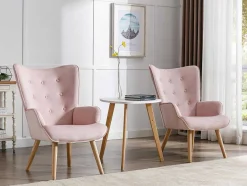 Vente-unique Fauteuil Stof Fluweel / Suedine-Fauteuil Van Roze Velours Vately