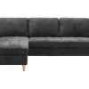 Vente-unique Stoffen Zitbank-Firenze Bank Met Chaise Longue Donkergrijs.