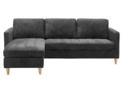 Vente-unique Stoffen Zitbank-Firenze Bank Met Chaise Longue Donkergrijs.
