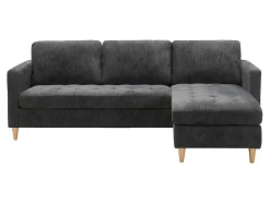 Vente-unique Stoffen Zitbank-Firenze Bank Met Chaise Longue Donkergrijs.