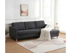 Vente-unique Stoffen Zitbank-Firenze Bank Met Chaise Longue Donkergrijs.