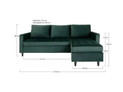 House Nordic Zitbank-Firenze Chaise Longue Bank Velours, Groen.