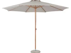 Vente-unique Parasol-Frank Zonnescherm Parasol Met Dissel O3.5M Teak Decor, Beige.