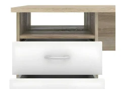 Vente-unique Bureaumeubel-Fula Bureau 3 Lades Eiken Structuur Decor En Wit.