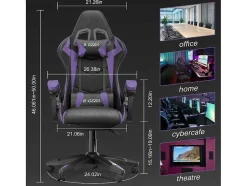 Vente-unique Bureaustoel-Gaming- En Bureaustoel Ergonomische Computerbureaustoel Met Hoofdsteun En Lumbale Ondersteuning