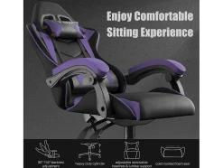 Vente-unique Bureaustoel-Gaming- En Bureaustoel Ergonomische Computerbureaustoel Met Hoofdsteun En Lumbale Ondersteuning