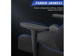 Vente-unique Bureaustoel-Gaming Stoel Gaming Met Lumbale Kussen En Hoofdsteun En Vaste Armleuning, Pu Leather Burea -Stoel