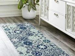 OZAIA Gangtapijt-Gangtapijt Van Vinyl Met Cementtegeleffect - 66 X 160 Cm - Blauw - Rica