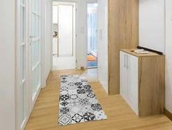OZAIA Gangtapijt-Gangtapijt Van Vinyl Met Vloertegeleffect Mosai - 66 X 160 Cm - Zwart En Wit