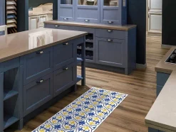 OZAIA Gangtapijt-Gangtapijt Van Vinyl Met Cementtegeleffect - 66 X 160 Cm - Blauw En Geel - Florili