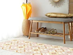 OZAIA Gangtapijt-Gangtapijt Van Vinyl Met Cementtegeleffect - 66 X 160 Cm - Oranje En Roze - Eloza