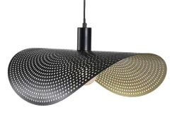 OZAIA Hanglamp-Gebogen Hanglamp Met Design-Stijl Van Metaal - L60 X D41 Cm - Zwart En Binnenkant Goudkleurig - Lucena