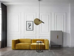OZAIA Hanglamp-Gebogen Hanglamp Met Design-Stijl Van Metaal - L60 X D41 Cm - Zwart En Binnenkant Goudkleurig - Lucena