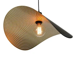 OZAIA Hanglamp-Gebogen Hanglamp Met Design-Stijl Van Metaal - L60 X D41 Cm - Zwart En Binnenkant Goudkleurig - Lucena