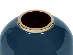 OZAIA Decoratieobject Voor Binnen-Geemailleerde Metalen Vaas - D. 29 X H. 36 Cm - Messing Afwerking - Groenblauw - Klaudia