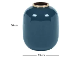 OZAIA Decoratieobject Voor Binnen-Geemailleerde Metalen Vaas - D. 29 X H. 36 Cm - Messing Afwerking - Groenblauw - Klaudia