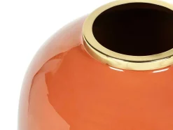 OZAIA Decoratieobject Voor Binnen-Geemailleerde Metalen Vaas - D. 29 X H. 36 Cm - Messing Afwerking - Terracotta - Klaudia