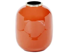 OZAIA Decoratieobject Voor Binnen-Geemailleerde Metalen Vaas - D. 29 X H. 36 Cm - Messing Afwerking - Terracotta - Klaudia