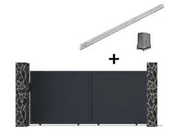 EXPERTLAND Hekjes & Poorten-Gemotoriseerde Schuifpoort Van Aluminium Antraciet - L416 X 180 Cm - Nazario