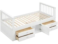 ModernLuxe Aanbiedingen: Slaapkamer & Kantoor-Gesloten Eenpersoonsbed 90X200Cm Met 4 Lades En Een Deur - Wit