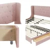 ModernLuxe Aanbiedingen: Slaapkamer & Kantoor-Gestoffeerd Bed 140X200Cm - Linnen Stof - Met Een Lade - Roze