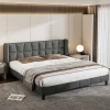 ModernLuxe Fluwelen Bed-Gestoffeerd Bed 160X200Cm In Fluweel Met Lattenbodem - Grijs