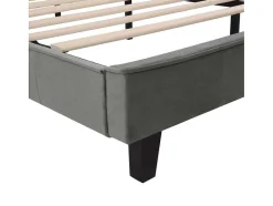 ModernLuxe Fluwelen Bed-Gestoffeerd Bed 160X200Cm In Fluweel Met Lattenbodem - Grijs