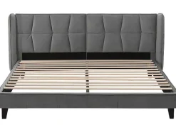 ModernLuxe Fluwelen Bed-Gestoffeerd Bed 160X200Cm In Fluweel Met Lattenbodem - Grijs