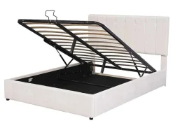 ModernLuxe Fluwelen Bed-Gestoffeerd Opbergbed - 140X200Cm - Stof Fluweel - Beige