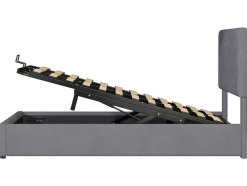 ModernLuxe Fluwelen Bed-Gestoffeerd Opbergbed - 140X200Cm - Fluwelen Stof - Grijs