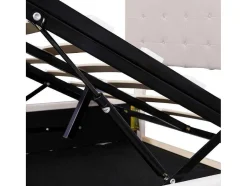 ModernLuxe Fluwelen Bed-Gestoffeerd Opbergbed - 140X200Cm - Fluwelen Stof - Verstelbaar Blokpatroon Hoofdeinde - Creme